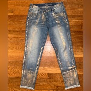 Metallic paint New York & Co 
Soho Boyfriend jeans 
Sz. 4